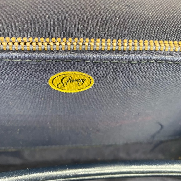 Vintage Garay Handbag Foldable Handle 2 Extra Pockets Inside Black Leather - Picture 5 of 7